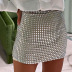 silver tight high-waist package hip sequined skirt NSCBB121734