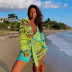 color matching Printed long-sleeved Swimsuit cover-up Shirt Jacket  NSCBB121736