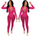 zipper solid color long sleeve one-piece top and high waist see-through pant set NSGMT121748