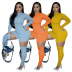 high waist long sleeve hollow tight solid color jumpsuit NSGMT121755