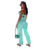high-waisted wide-leg hollow lace-up backless solid color jumpsuit NSGMT121760