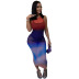 sleeveless round neck tight color matching see-through dress NSGMT121769