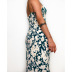 floral print V-neck backless sling slit dress NSCXY121783