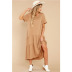 solid color short-sleeved round neck long layered t-shirt dress  NSCXY121784