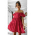 solid color word neck short-sleeved layered short dress  NSCXY121787