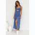 solid color twisted hollow slit sling dress  NSCXY121791