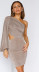 solid color slant-neck long-sleeved off-shoulder hollow tight short dress  NSCXY121795