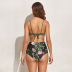 print sling backless lace-up high waist bikini set NSYDS121807