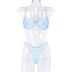 light blue Lace Grid Hollow Steel Ring underwear two-piece Set NSHLN121821