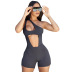 solid color oblique shoulder hollow jumpsuit and shorts two-piece set  NSCBB121826