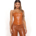 Sleeveless Tube Top Short solid color Leather vest NSCBB121838