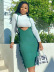 solid color high neck long-sleeved top tassel sling skirt suit NSCBB121857