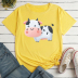 Small cow pattern printing short-sleeved round neck T-shirt NSYID123099