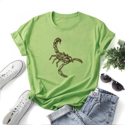 Poisonous Scorpion Pattern Printing Short-sleeved Slim Round Neck T-shirt NSYID126441