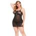 Plus Size sling lace-up solid color Lace see-through Pajamas  NSLXQ123088