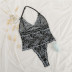 backless hanging neck low-cut lace transparent one-piece underwear NSLTS124392