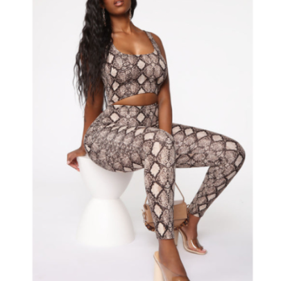 Sling Hollow Tight Wrap Chest Snake Print Jumpsuit NSHFH121903
