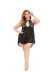 Plus Size hanging neck backless hollow solid color lace see-through Pajama NSLXQ123076