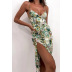vestido escotado con abertura y cordones con estampado floral NSCXY121957