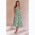 floral print waist-girding sling dress NSCXY121959