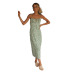 vestido largo con tirantes y cordones sin espalda con cuello cuadrado y estampado floral NSCXY121960