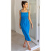 summer solid color square neck backless casual mid-length dress  NSCXY121965