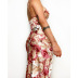 sexy floral print deep V waist-girding sling dress NSCXY121967