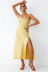 summer square neck backless double-layer slit sling dress NSCXY121982