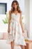 gradient color print irregular hem lace-up mid-length sling dress  NSCXY121983