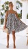 digital print square neck layered sling casual dress  NSCXY121987