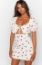 polka dot print hollow lace-up backless short tight dress  NSCXY121989