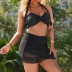 large size black mesh stitching high waist beachwear swimsuit set NSJHD122053