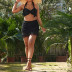 large size black mesh stitching high waist beachwear swimsuit set NSJHD122053