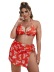 sexy large size print halterneck split bikini three-piece swimsuit  NSJHD122068