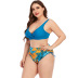conjunto de dos piezas de bikini de cintura alta sin espalda con cabestrillo estampado de talla grande NSYDS122077