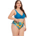conjunto de dos piezas de bikini de cintura alta sin espalda con cabestrillo estampado de talla grande NSYDS122077