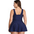 plus size print/solid color sleeveless v neck one-piece swimsuit NSYDS122080