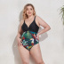 plus size printing sling v neck backless one-piece swimsuit (multicolor) NSYDS122083