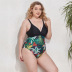 plus size printing sling v neck backless one-piece swimsuit (multicolor) NSYDS122083