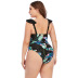 plus size one-piece printing color matching ruffled one-piece swimsuit NSYDS122090