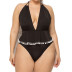 plus size tassel ball solid color open back one-piece swimsuit NSYLH122101