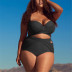 plus size solid color mesh high waist with underwire split swimwear  NSYLH122107