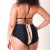 plus size color matching high waist split swimwear NSYLH122110
