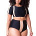 plus size color matching high waist split swimwear NSYLH122110