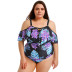 plus size printing one-word neck one-piece swimsuit NSYLH122115