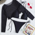 traje de baño de tres piezas de bikini de manga larga de malla de perspectiva negra NSOLY122147