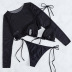 black perspective mesh long-sleeved top bikini three-piece swimsuit  NSOLY122147