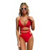solid color low-cut hollow one-piece swimsuit （multicolor） NSOLY122148