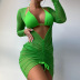 green perspective mesh split bikini three-piece swimsuit  NSOLY122151