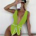 sexy solid color deep V-neck backless one-piece swimsuit NSOLY122156